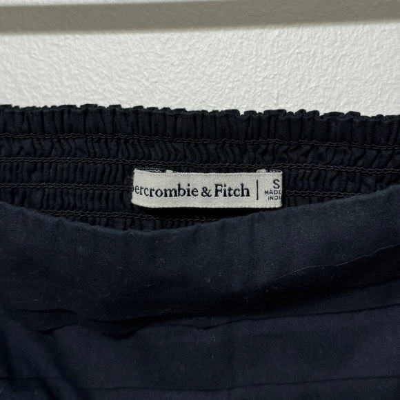 Abercrombie & Fitch Emerson Top Size Small Black Poplin Crop Shirt Puff Sleeve - Picture 3 of 6